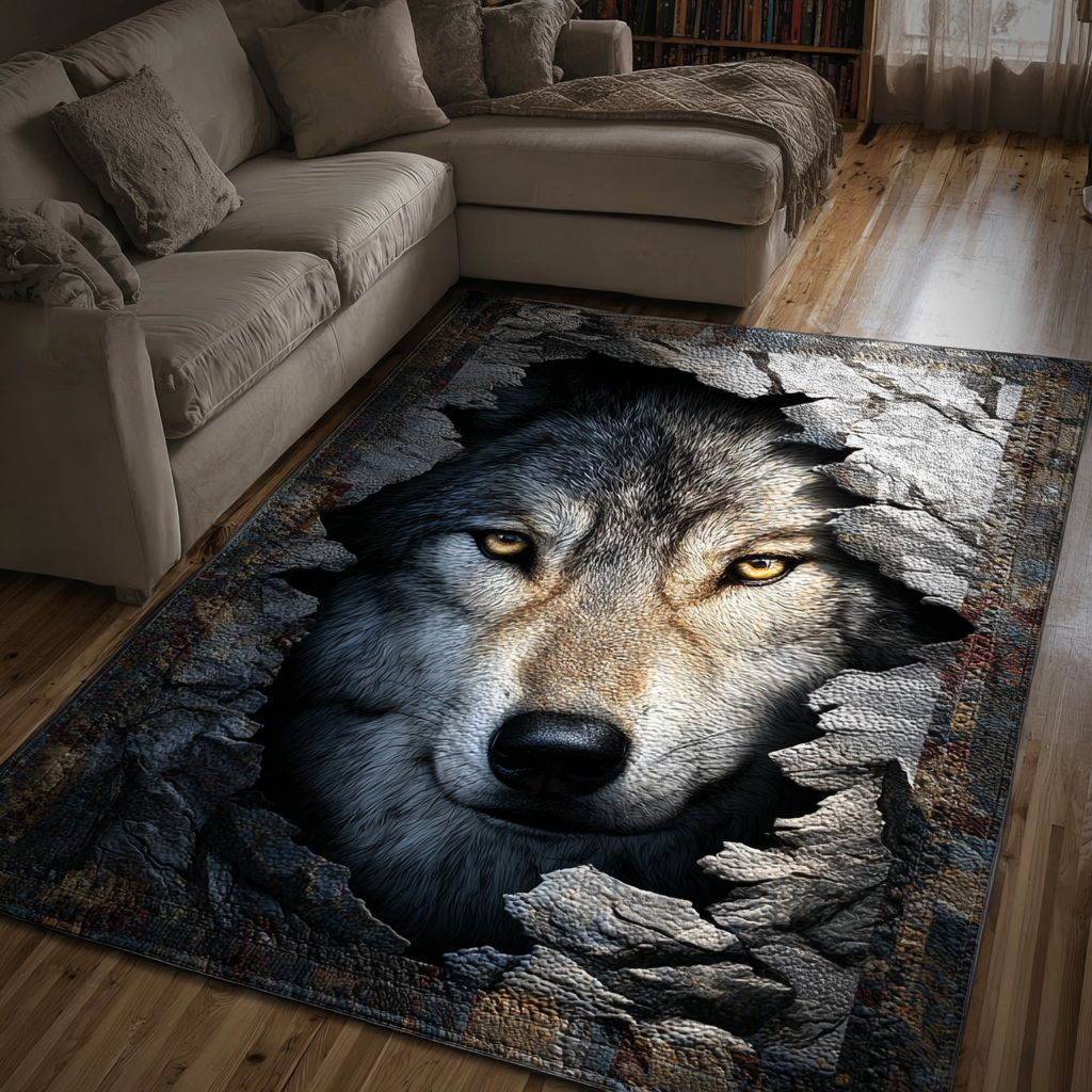 Wolf Echo Area Rug - Non-Slip Washable 3D Print Rug for Living Room & BedroomTVC2108254
