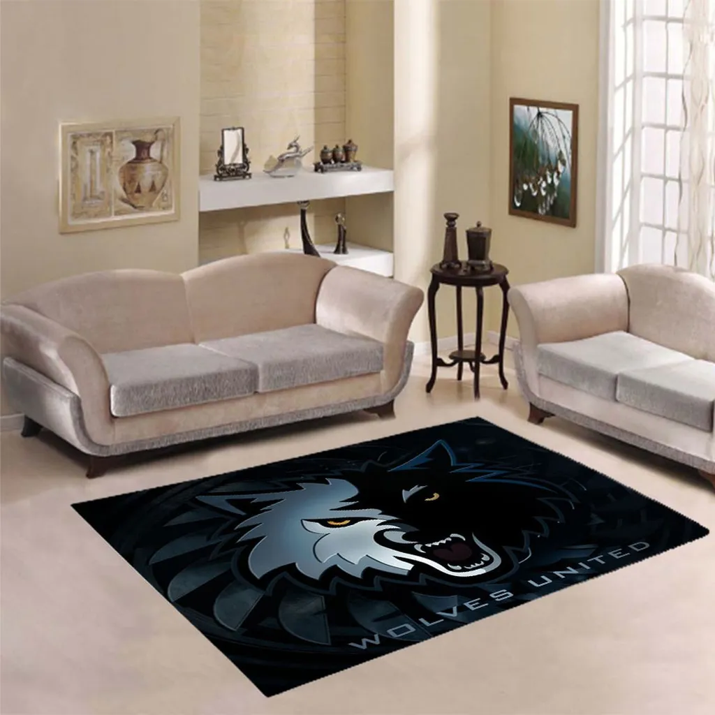 Wolves Rug Modern Living Room Decor Carpet Black and Gray