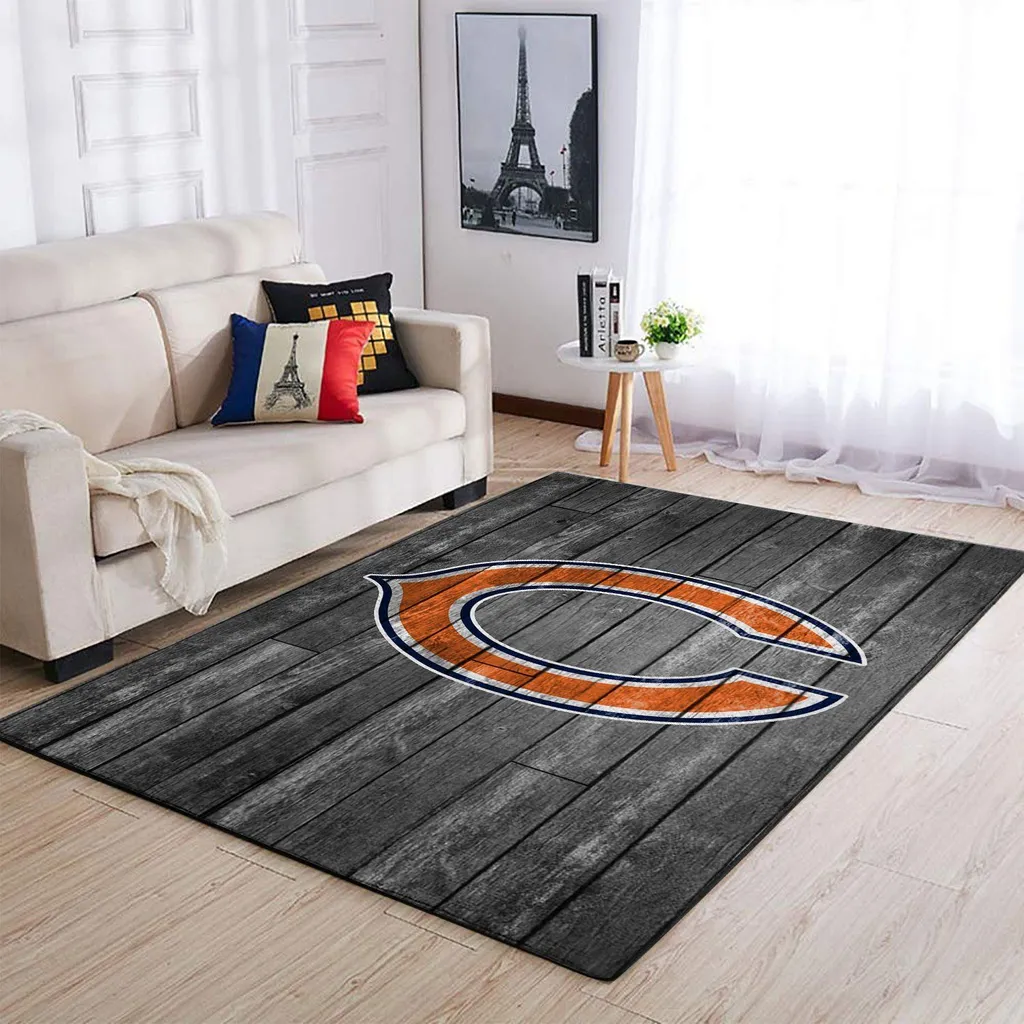 Wooden Floor Rug with Modern Chic Style Design Orange and Gray