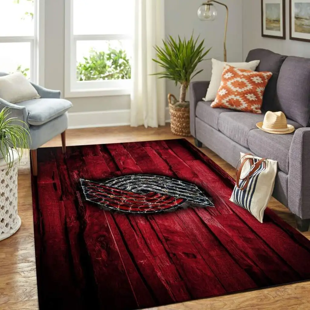 Wooden Pattern Area Rug for Living Room Decor Black and Red
