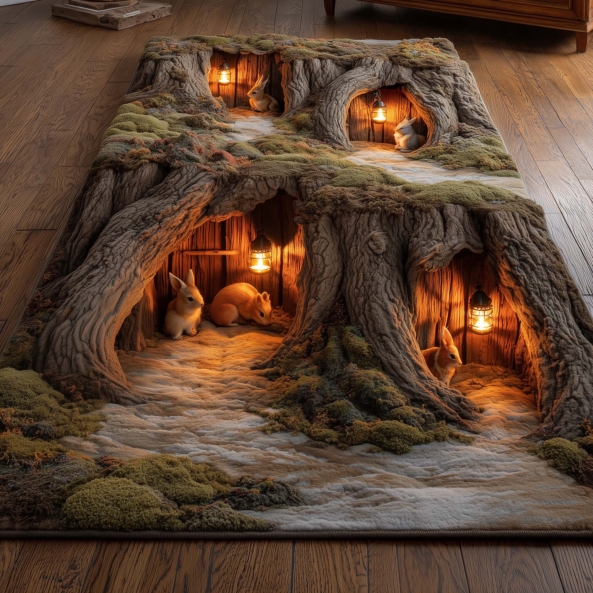 Woodland Den Area Rug - Non-Slip Washable 3D Print Rug for Living Room & BedroomTVC2108226