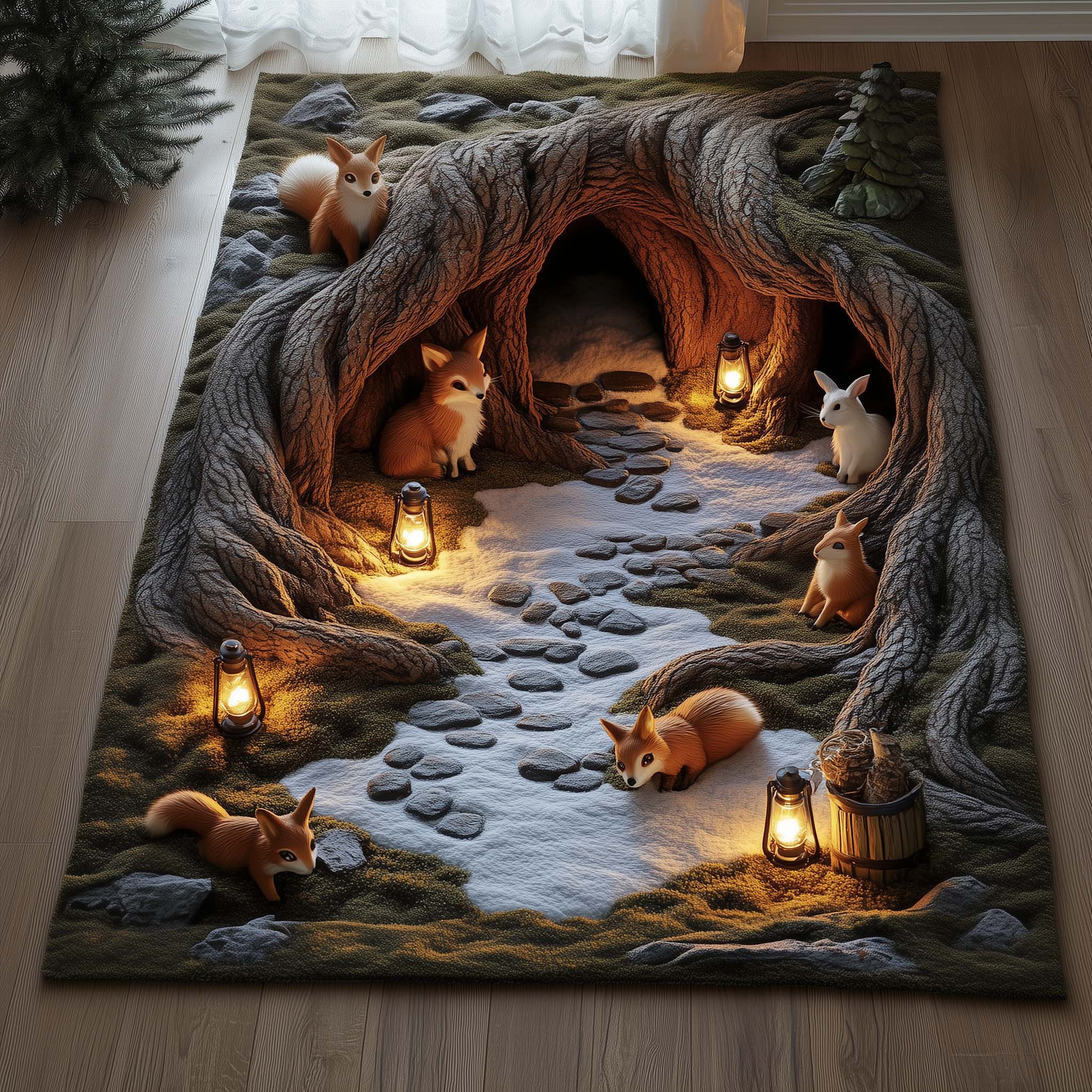 Woodland Den Area Rug - Non-Slip Washable 3D Print Rug for Living Room & BedroomTVC2108382