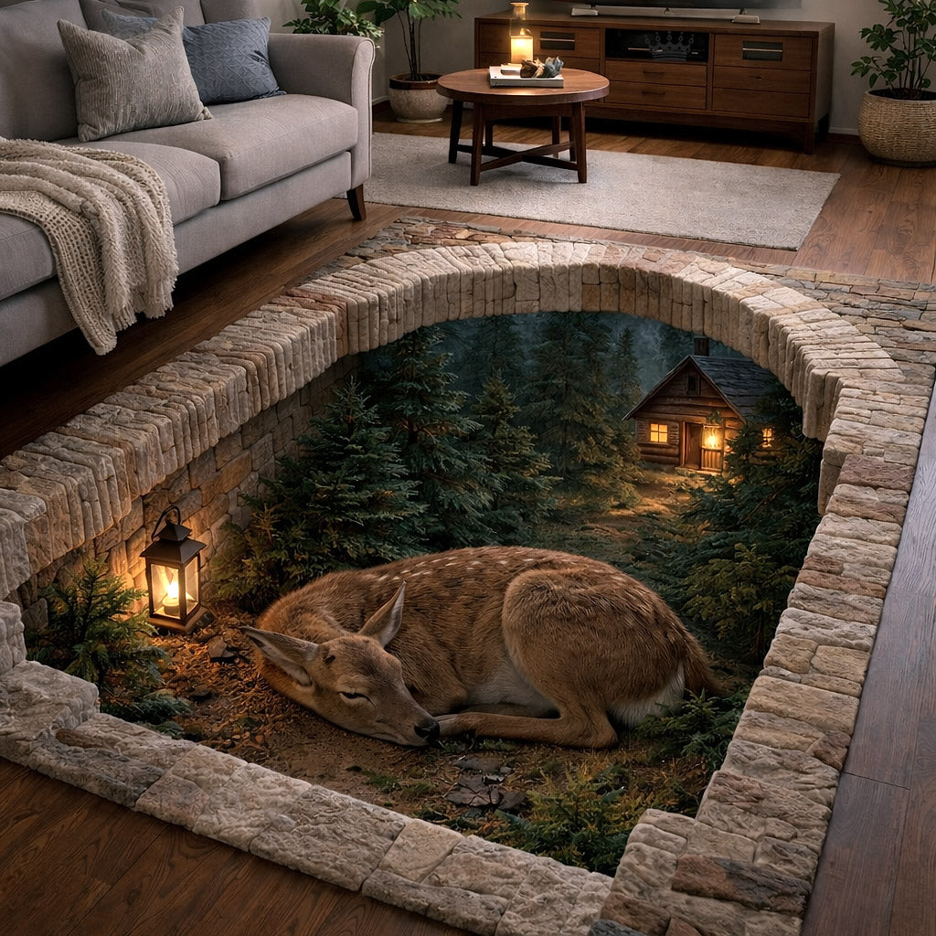 Woodland Grace Area Rug - Non-Slip Washable 3D Print Rug for Living Room & BedroomTVC2108226