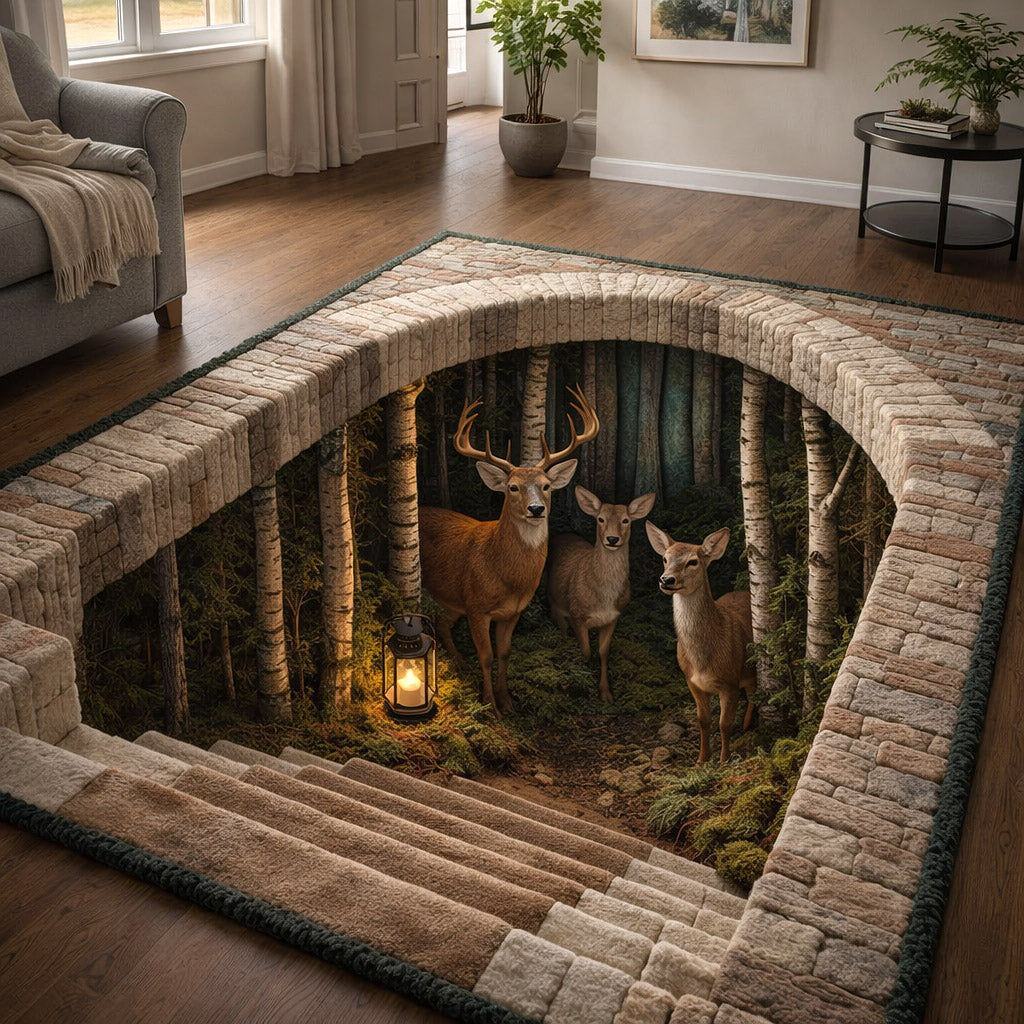 Woodland Grace Area Rug - Non-Slip Washable 3D Print Rug for Living Room & BedroomTVC2108382