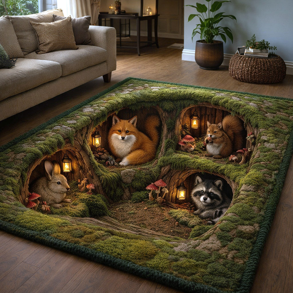 Woodland Haven Area Rug - Non-Slip Washable 3D Print Rug for Living Room & BedroomTVC2108226