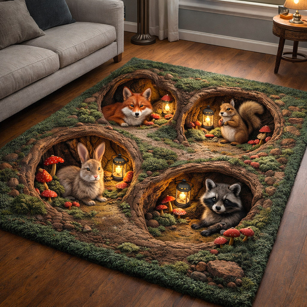 Woodland Haven Area Rug - Non-Slip Washable 3D Print Rug for Living Room & BedroomTVC2108382