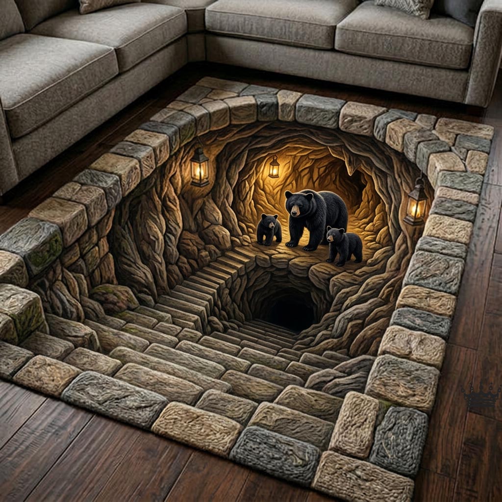 Woodland Lodge Area Rug - Non-Slip Washable 3D Print Rug for Living Room & BedroomTVC2108382