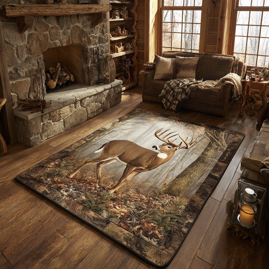 Woodland Stag Area Rug - Non-Slip Washable 3D Print Rug for Living Room & BedroomTVC2108253