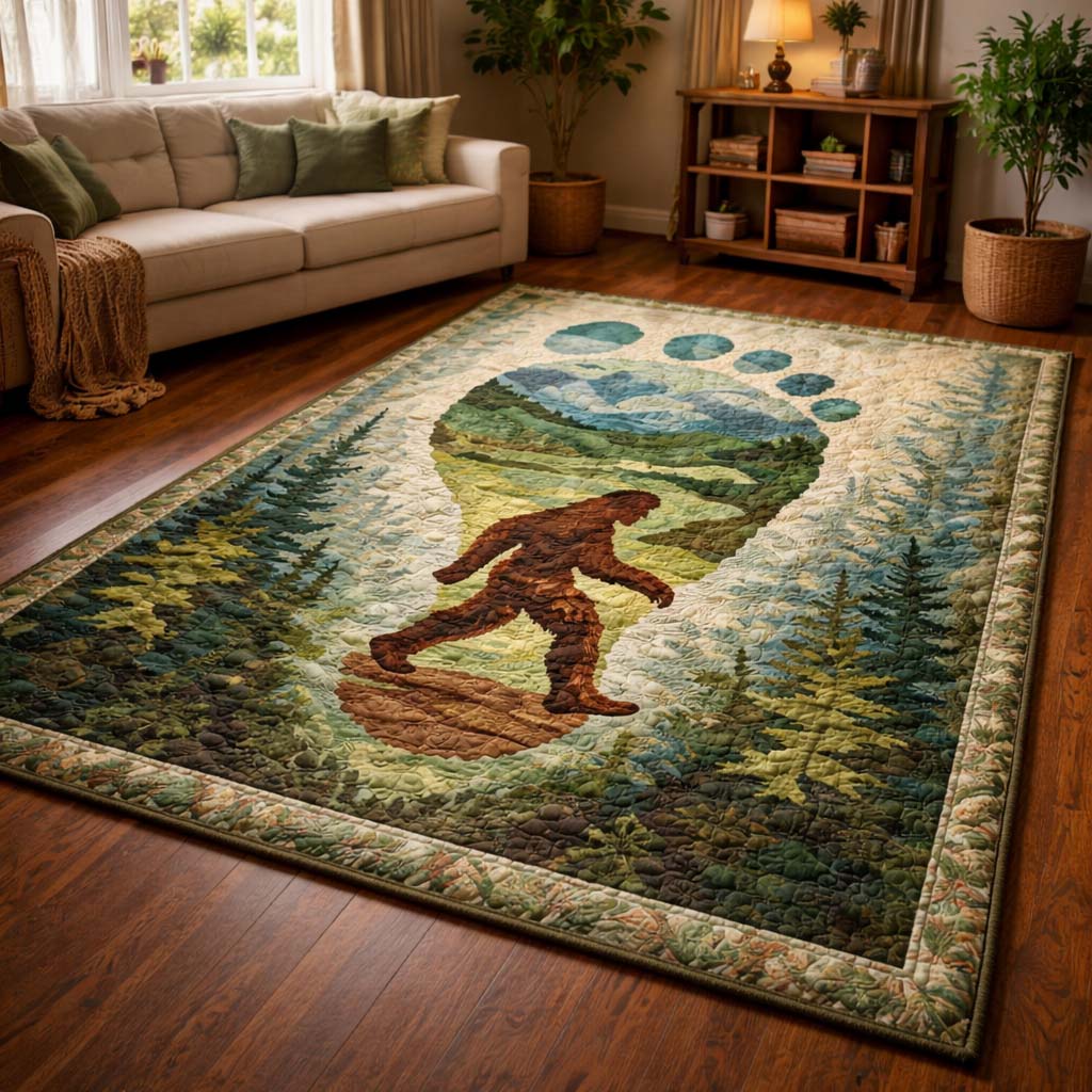 Woodland Trail Bigfoot Area Rug - Non-Slip Washable 3D Print Rug for Living Room & BedroomTVC2108382