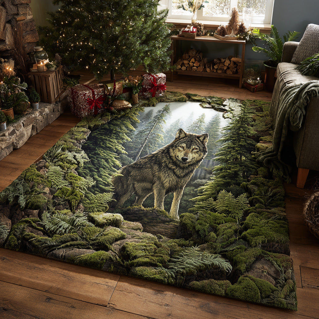 Woodland Wolf Area Rug - Non-Slip Washable 3D Print Rug for Living Room & BedroomTVC2108253