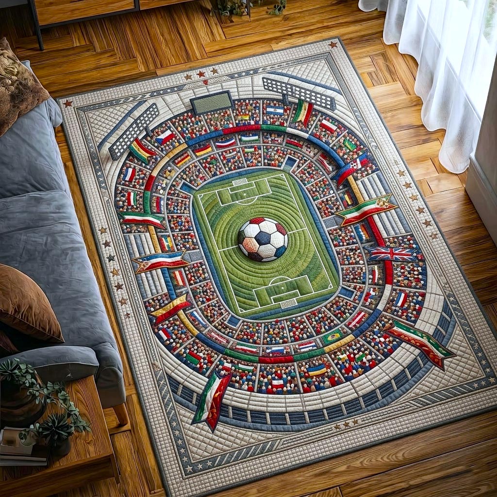 World Soccer Area Rug - Non-Slip Washable 3D Print Rug for Living Room & BedroomTVC2108382