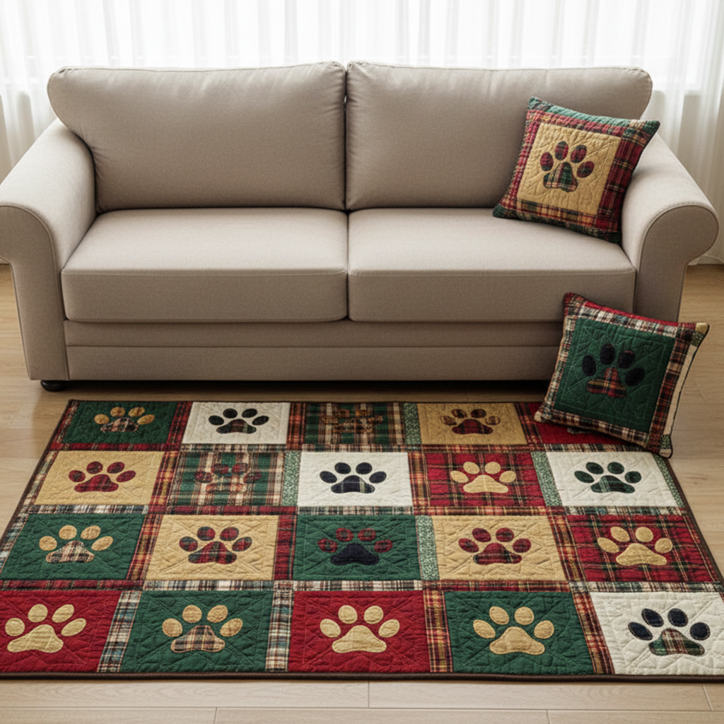 Xmas Paw Christmas Area Rug - Non-Slip Washable 3D Print Rug for Living Room & BedroomTVC2108239