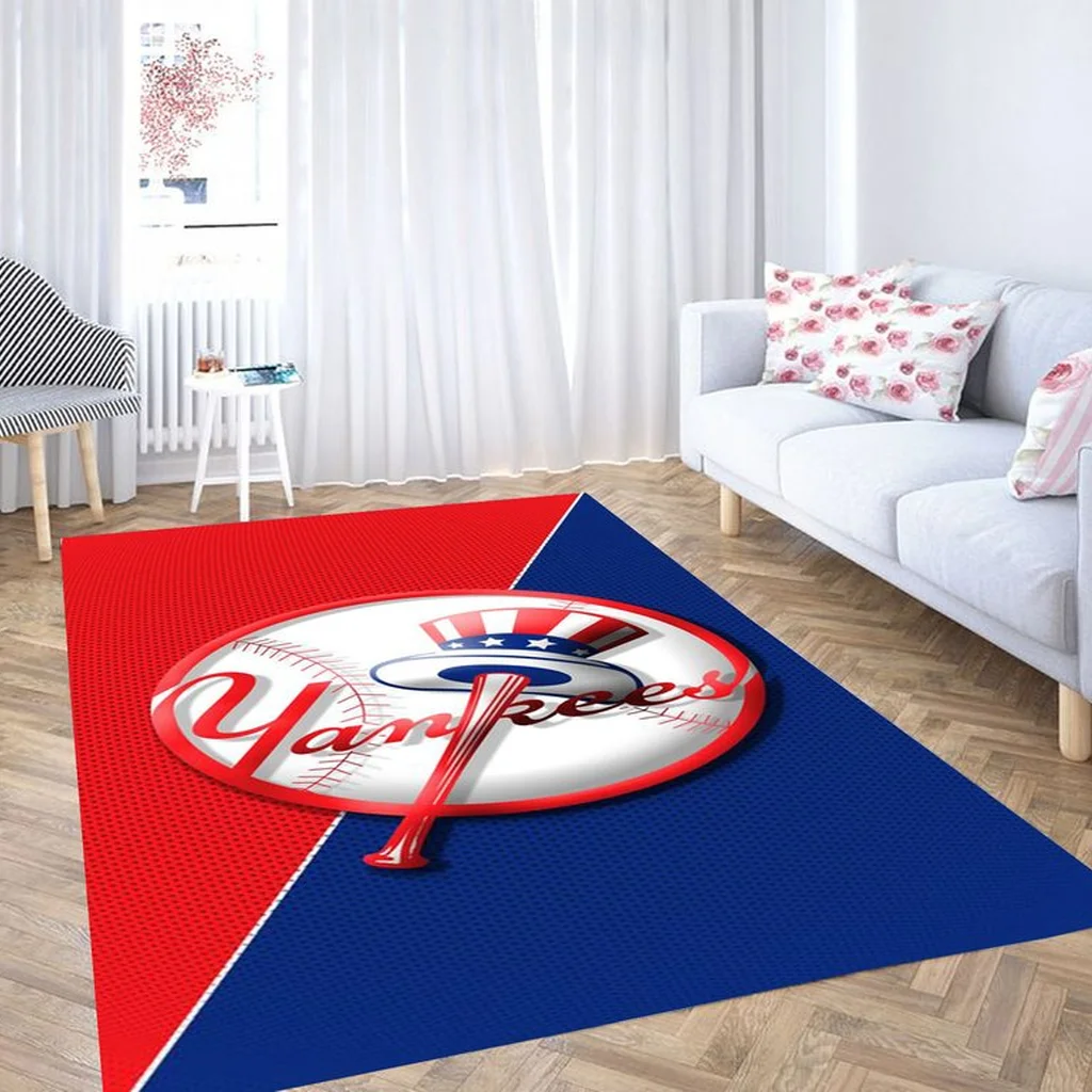 Yankees Baseball Rug for Living Room Decoration Blue and Red